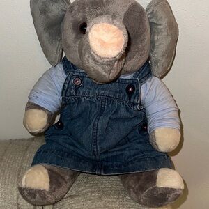 Build-A-Bear Gray Elephant in Denim Outfit